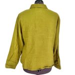 Flax  Olive Green 100% Linen Button Down Long Sleeve Blouse, Size L Photo 1