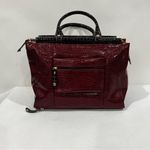 Samantha Brown Burgundy Brown Glazed Croc Embossed Travel Tote Bag Carry Photo 2