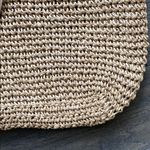 Tan Woven Tote Bag Zip Close Straw Handbag Summer Festival Boho Photo 3