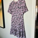 Kate Spade Women's Purple Ruffle Sleeve Matchstick Print Midi Dress Size 4 Photo 13