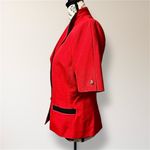 Kasper Vintage  6 Red Black Trim Cropped Blazer Jacket Gold Buttons 90s Office Photo 5