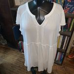 Torrid babydoll notched neck flutter sleeve flowy white 4x top Photo 2