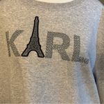 Karl Lagerfeld  Women’s Studded Eiffel Tower Grey Oversized Sweatshirt Top Sz 2X Photo 1