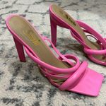 SheIn Hot Pink Chunky Cross Strapped High Heels Photo 3