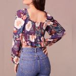 Band of Gypsies Band of the Free by Floraine Purple/Ivory Ling Sleeve Crop Top Photo 2