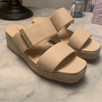 Liz Claiborne Embrook Espadrille Slide Sandals Cream Woven Size 7 Memory Foam Photo 0