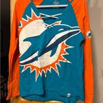 Majestic Women's Miami Dolphins Aqua/Orange Long Sleeve Lace-Up V-Neck T-Shirt l Photo 3