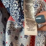 Chico's CHICO’S Size 0 Cold Shoulder Tie Neck Blouse Red Blue Cream Patchwork Bandana Photo 15