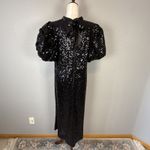 Tuckernuck  Black Shimmer Sequin Perris Maxi Midi Dress Size XXL Puff Sleeve Bow Photo 4