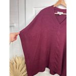 Nordstrom Wool Poncho Sweater One Size Burgundy Wine V-Neck Cable Knit Cashmere Photo 3
