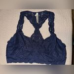 Free People  Navy Blue Lace Galloon Bralette Size L Photo 2
