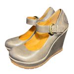 Kork-Ease  Yuli Mary Jane Platform Wedges Heel Gray Leather Size 9.5 EU 41 Buckle Photo 0
