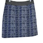 CAbi  Rena‎ 21 Club Blue Matrix Tweed Skirt Black Accent Stretch Houndstooth SZ 4 Photo 1