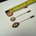 Lapel Stick Pin Gold Tone 1 Avon Lot Of 3 Cameo Lady Face, White Faux Opal Photo 1