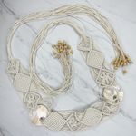 Womens Mother of Pearl Woven Macrame Tie Belt Small (S) ✨ White Photo 1