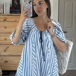 Free People Bop Around Stripe Romper in Oxford Combo Size X-Small Photo 0