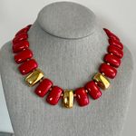 Napier Amazing Vintage Statement Necklace W Red & Gold Tone Links Pat# Photo 0