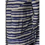 FRNCH  Womens‎ Jacket Blue White Stripe Zip Up Pockets Crew Neck Lined S Photo 3