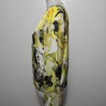 Conrad Collection Abstract Floral Satin Bomber Jacket 8 Green Yellow Zip Front Photo 2
