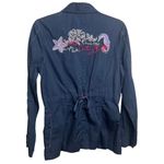 Luhta Navy Button Down Shirt Jacket with Embroidery on Back Women's Sz. 8 Blue Photo 1