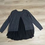 Club Monaco  Wool Black Gray‎ Split Back Tiered Hem Pull Over Sweater Medium Photo 7
