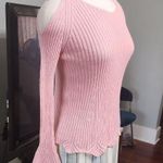 Jessica Simpson Pink Ribbed Knit Sweater with Shoulder Cutouts By Photo 0