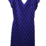 Carmen Marc Valvo VINTAGE Royal Blue Wool & Black Beaded Dress –Size M (runs SM) Photo 3