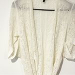 Escada Size XS Cream Silk Blend Open Knit Short Sleeve Belted Cardigan Top Photo 1