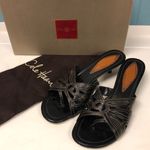 Cole Haan  black sandals with tan stitching womens size 8.5 kitten heels "ARUBA" Photo 0