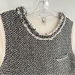 J.Crew Tweed Front Silk Blend T-shirt Tee Women's Small Black Cream Career Photo 2