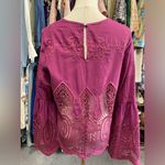 Anthropologie Chloe Oliver Magenta Pink Bell Sleeve Lace Crochet Blouse Top Photo 2