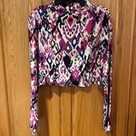ZARA  Abstract Print‎ Mock Neck Long-Sleeve Crop Top Size Small Pink Purple Blue Photo 7