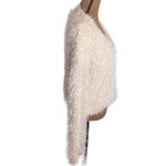 She & Sky copper shimmer white fuzzy chunky knit v-neck boxy sweater size M Photo 2