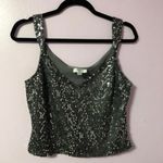 Tahari  Grey Sparkly Crop Top Photo 0
