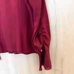 The Look Randolph Duke Womens Silk Blouse Size 16 Burgundy Ruched Office Siren Red Photo 5