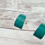 Vintage Clip On Earrings Retro Chunky Hoops Unusual Shade of Greeny Teal Photo 2