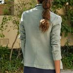 Frank & Eileen Dublin Blazer Open Front Pockets Cotton Flax Stretch Green Size L Size L Photo 1