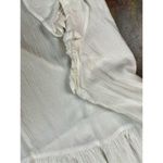 Japna  100% Viscose White Boho Cap Sleeve V-neck Peasant Top Babydoll Small Photo 8