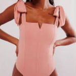 Free People Intimately Lola Bodysuit in Coral Size Medium Photo 0