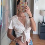 SheIn Tie Flower Shimmery Top Photo 0