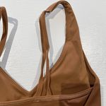 Aerie New Offline Ribbed Plunge Double Strap Mesh Back Sports Bra Brown Size Small Photo 9