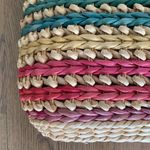 Anthropologie Vintage Woven Straw Handbag with Wooden Handles Photo 3