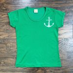 vintage • 70s baby tee Russell Sportset green anchor nautical single stitch Photo 0