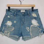 Blank Paige Light Wash Denim High Waisted Distressed Mom Shorts Photo 0