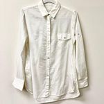 Rag and Bone  100% Cotton Curved Hem Poplin Button Down Shirt Ivory Women's Size 0 Photo 0