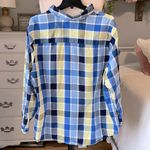 Allison Daley  Blue Plaid Blouse Womens 22W Cotton Button Down Colorful Photo 7