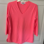 JEAN PIERRE KLIFA Paris Coral V Neck 3/4 Sleeve Tunic Top Women's Medium Pink Photo 0