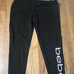 Bebe  Black Leggings/Sleepwear with White Logo Band Photo 0