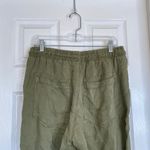 ZARA Khaki Green Linen Blend Pants High Rise Joggers Size Medium Olive Pockets Photo 5