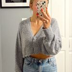 Wild Fable Blue Fuzzy Cropped Cardigan Sweater Photo 0